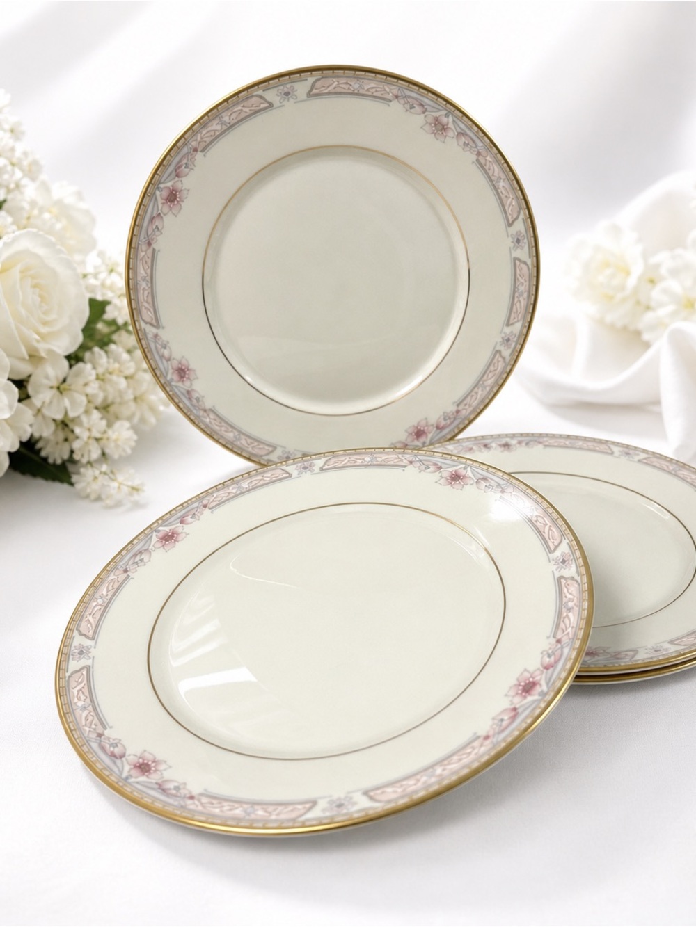 Lenox Bellaire Salad Plates 8.25” Set 4 Montclair Mint USA Gold
